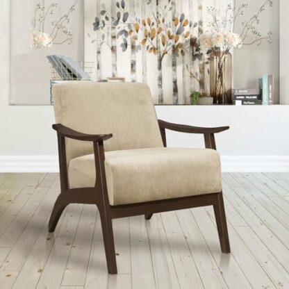 Lexicon Savry 29" W Fabric Wood Arm Accent Chair, Light Brown - Image 3