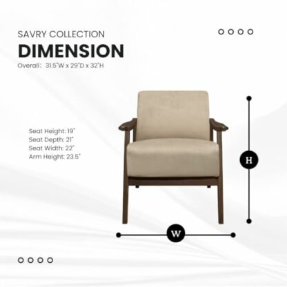 Lexicon Savry 29" W Fabric Wood Arm Accent Chair, Light Brown - Image 4
