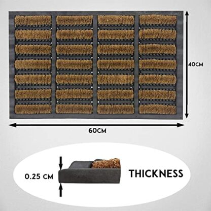 Lifestyle comfort ltd LSC Tuff Scrape Door Mat Heavy Duty Outdoor Doormats Removes Grass, Mud and Dirt 100% Natural Coir Bristle with Rubber Backing Machine Washable Non-Slip Doormats - Image 3