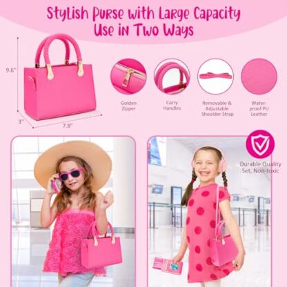 Little Girl Purse with Pretend Makeup for Toddlers, 49PCS Kids Play Purse Set - Princess Toy Accessories, Pretend Play Headset Wallet Phones Sunglasses Keys Credit Cards Birthday Gift for Girls Age 3+ 4 Little Girl Purse with Pretend Makeup for Toddlers, 49PCS Kids Play Purse Set - Princess Toy Accessories, Pretend Play Headset Wallet Phones Sunglasses Keys Credit Cards Birthday Gift for Girls Age 3+ - Image 4