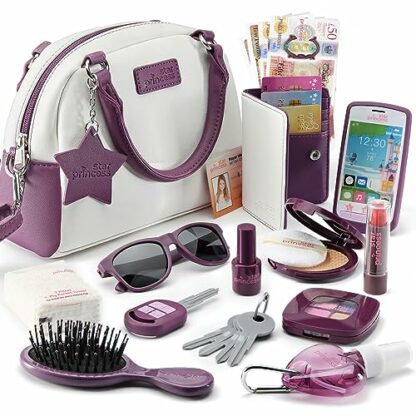 Little Girls Purse with Accessories and Pretend Makeup for Toddlers - My First Purse Set Includes Handbag, Phone, Wallet, Play Makeup and More Pretend Play Toys for Girls Age 3 +, Great Gift for Girls 2 Little Girls Purse with Accessories and Pretend Makeup for Toddlers - My First Purse Set Includes Handbag, Phone, Wallet, Play Makeup and More Pretend Play Toys for Girls Age 3 +, Great Gift for Girls - Image 2