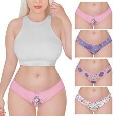Littleforbig Women's Ladies Soft Cotton Underwear Comfortable Hipster Briefs 4 Pack Panties Set - Unicorn Pattern