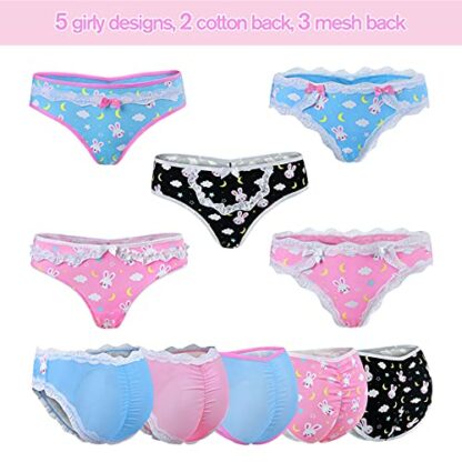 Littleforbig Women's Ladies Soft Cotton Underwear Comfortable Hipster Briefs 5 Pack Panties Set - Bedtime Bunny, Multicolor - Image 3
