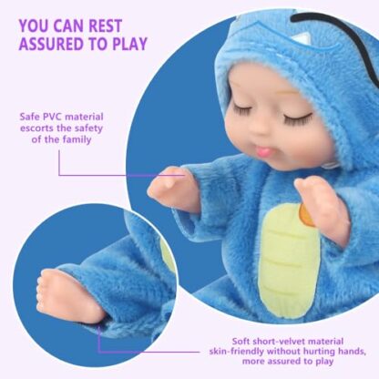 Lotvic Mini Reborn Dolls, 6 Pcs Sleeping Rebirth Dolls with Clothes, Miniature Reborn Doll Toys, Washable Lifelike Newborn Baby Doll, Realistic Small Baby Dolls for Girls Boys Toddlers and Kids Gift - Image 4