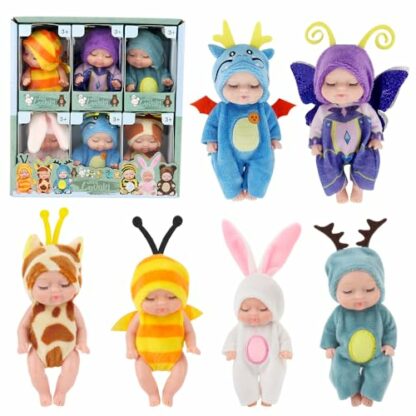 Lotvic Mini Reborn Dolls, 6 Pcs Sleeping Rebirth Dolls with Clothes, Miniature Reborn Doll Toys, Washable Lifelike Newborn Baby Doll, Realistic Small Baby Dolls for Girls Boys Toddlers and Kids Gift - Image 2