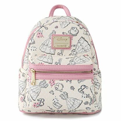 Loungefly Disney Beauty and the Beast Belle All Over Print Womens Double Strap Shoulder Bag Purse - Image 2