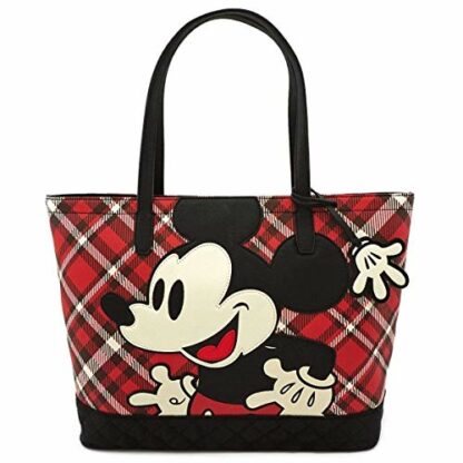 Loungefly Disney Mickey Mouse Plaid Tote Bag Purse 2 Loungefly Disney Mickey Mouse Plaid Tote Bag Purse - Image 2