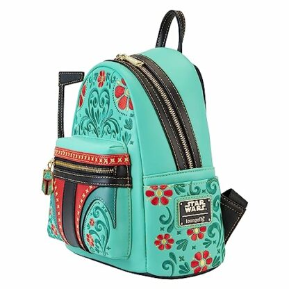 Loungefly Star Wars Boba Fett Floral Embroidered Cosplay Womens Double Strap Shoulder Bag Purse, Multi, One Size - Image 3