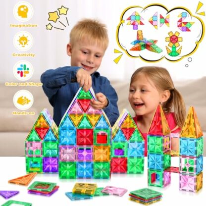 Lovchil Magnetic Tiles for Toddlers, Magnetic Building Blocks for Kids, Magnets Preschool Learning Educational Creativity Construction Montessori Toys Set for 3 4 5 6 7 8 Years Old Boys Girls - 42pcs 4 Lovchil Magnetic Tiles for Toddlers, Magnetic Building Blocks for Kids, Magnets Preschool Learning Educational Creativity Construction Montessori Toys Set for 3 4 5 6 7 8 Years Old Boys Girls - 42pcs - Image 4