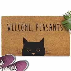 MAINEVENT Welcome Peasants Cat Doormat, Black Cat Door Mat, Funny Welcome Mats Outdoor Funny, Black Cat Gifts, Cat Rug Black Cat Decor, Cat Welcome Mat Funny, Cat Doormat Coir