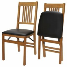 MECO True Mission Folding Chair Oak Finish, Set of 2, Wood