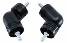 MERIVILLE Hinged Elbow Connector - Designed for Bay Window Curtain Rods or Corner Drapery Rods up to 1 1/8" Diameter, Black Finish, 2 Pcs