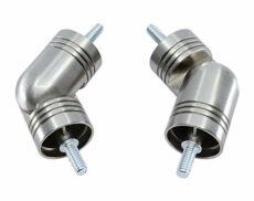 MERIVILLE Hinged Elbow Connector - Designed for Bay Window Curtain Rods or Corner Drapery Rods up to 1 1/8" Diameter, Satin Nickel Finish, 2 Pcs