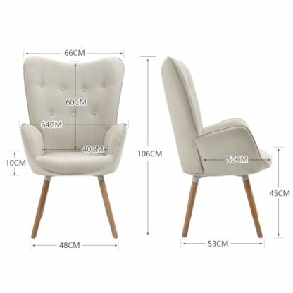 MEUBLE COSY Scandinavian Armchair Leisure Sofa Chair for Living Room Dining Room Office with - Image 4