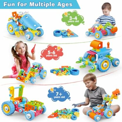 MOONTOY Educational Building Toys STEM Learning Kit for Kids 4 5 6 7 8, Birthday Gift for Boys Age 4-8 Years Old, 6 in 1 Construction Blocks for Preschool Boys and Girls 4 5 6, Creative Learning Set - Image 3