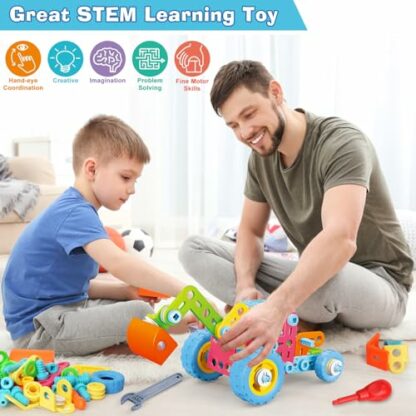 MOONTOY Educational Building Toys STEM Learning Kit for Kids 4 5 6 7 8, Birthday Gift for Boys Age 4-8 Years Old, 6 in 1 Construction Blocks for Preschool Boys and Girls 4 5 6, Creative Learning Set - Image 4