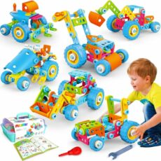 MOONTOY Educational Building Toys STEM Learning Kit for Kids 4 5 6 7 8, Birthday Gift for Boys Age 4-8 Years Old, 6 in 1 Construction Blocks for Preschool Boys and Girls 4 5 6, Creative Learning Set