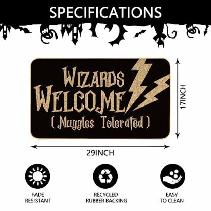 MOPURR Halloween Welcome Door Mat Funny Wizards Personalized Monogram, Living Room Kitchen Floor Mat Home Halloween Indoor Outdoor Decoration 17 x29 Inch - Image 3