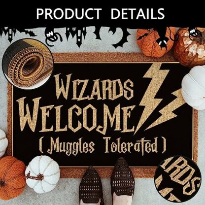 MOPURR Halloween Welcome Door Mat Funny Wizards Personalized Monogram, Living Room Kitchen Floor Mat Home Halloween Indoor Outdoor Decoration 17 x29 Inch - Image 4