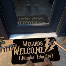 MOPURR Halloween Welcome Door Mat Funny Wizards Personalized Monogram, Living Room Kitchen Floor Mat Home Halloween Indoor Outdoor Decoration 17 x29 Inch