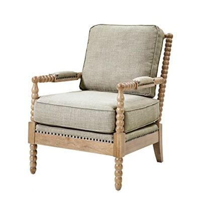Madison Park Donohue Mid-Century Modern Accent Chairs for Living Room with Nailhead Trim, Solid Wood, Oakwood Finish, Upholstered Seat, Lounge for Reading Bedroom Furniture, Light Grey 2 Madison Park Donohue Mid-Century Modern Accent Chairs for Living Room with Nailhead Trim, Solid Wood, Oakwood Finish, Upholstered Seat, Lounge for Reading Bedroom Furniture, Light Grey - Image 2