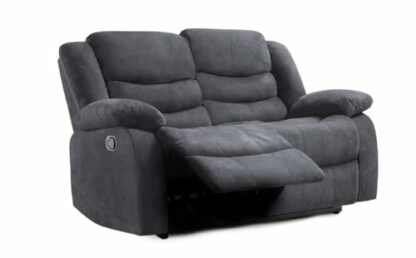 Madrid Fabric Recliner Sofa with Cupholders - 3+2 Seater Sofa Grey 2 Madrid Fabric Recliner Sofa with Cupholders - 3+2 Seater Sofa Grey - Image 2