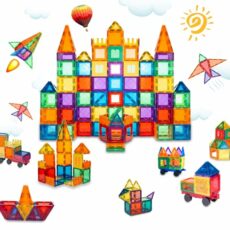 MagHub Magnetic Building Blocks Set Kids Magnetic Tiles, Clear 3D Magnets for Kids Magnet Tiles Preschool Magnetic Toys, Building Construction STEM Educational Toys for 3+ Years Old Boys and Girls
