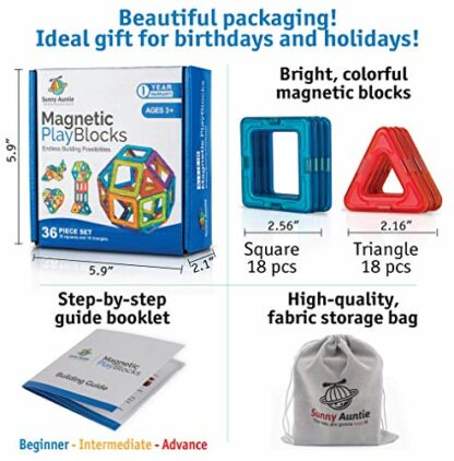 Magnetic Building Blocks, Magnetic Tiles Set, Toy for 3 4 5 6 7 8 Year Old Boys & Girls - Kids & Toddlers, STEM Educational Building Toy/Game, Gift for 3-8 Year Olds boys & girls, 36 pcs Set- Gift Box - Image 3