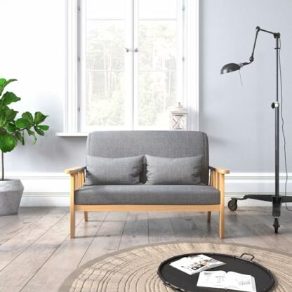 Meerveil Sofa, 2-Sitzer, Sessel, Couch, moderner Holzstoff, Leinen, 110 cm, für Schlafzimmer, Lounge, Wohnzimmer, Büro - Image 3