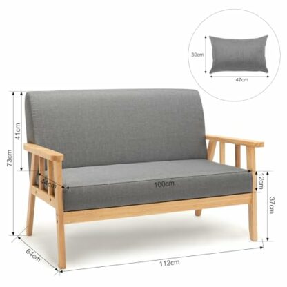Meerveil Sofa, 2-Sitzer, Sessel, Couch, moderner Holzstoff, Leinen, 110 cm, für Schlafzimmer, Lounge, Wohnzimmer, Büro - Image 4
