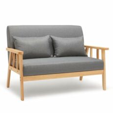 Meerveil Sofa, 2-Sitzer, Sessel, Couch, moderner Holzstoff, Leinen, 110 cm, für Schlafzimmer, Lounge, Wohnzimmer, Büro