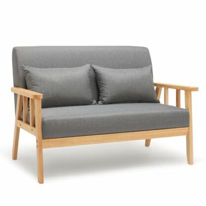 Meerveil Sofa, 2-Sitzer, Sessel, Couch, moderner Holzstoff, Leinen, 110 cm, für Schlafzimmer, Lounge, Wohnzimmer, Büro - Image 2