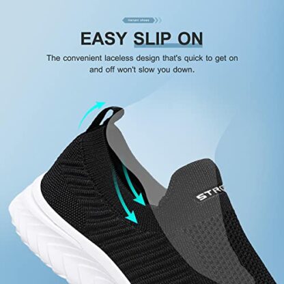 Mens Womens Slip On Trainers Casual Nordic Walking Shoes Breathable Running Shoes Nurse Work Shoes Lightweight Tennis Shoes Soft Mesh Gym Workout Sneakers - Image 3