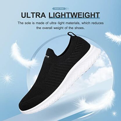 Mens Womens Slip On Trainers Casual Nordic Walking Shoes Breathable Running Shoes Nurse Work Shoes Lightweight Tennis Shoes Soft Mesh Gym Workout Sneakers - Image 4