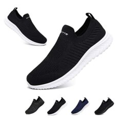 Mens Womens Slip On Trainers Casual Nordic Walking Shoes Breathable Running Shoes Nurse Work Shoes Lightweight Tennis Shoes Soft Mesh Gym Workout Sneakers