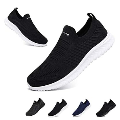 Mens Womens Slip On Trainers Casual Nordic Walking Shoes Breathable Running Shoes Nurse Work Shoes Lightweight Tennis Shoes Soft Mesh Gym Workout Sneakers - Image 2