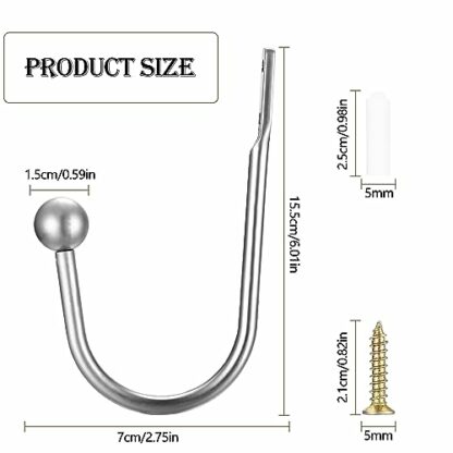 Metal Curtain Holdbacks, 2 Pcs Curtain Drapery Holdbacks, Curtain Tieback Hooks, Wall Mounted Window Curtain Holder Hooks, Drapery Holdbacks for Fixed Curtain or Hanging Items - Image 3