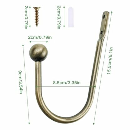 Metal Curtain Tie Backs,Curtain Holdbacks,2 Pieces Curtain Tie Backs Hooks,Curtain Tiebacks With Screws,Tie Backs Hooks For Curtains - Image 3