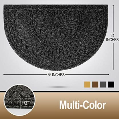 Mibao Half Round Doormat, 24 x 36 Non Slip Durable Welcome Door Mats, Boots Scraper Mats Indoor Outdoor Rug, Low-Profile Semicircle Door Mats for Entry, Garage, Patio, Heavy Duty, Easy Clean - Image 4