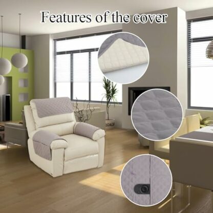 Minjuna Arms Headrest Cover Set, Armchair Waterproof Slip Cover with Side Pocket, Reversible Recliner Chair Protector, Chair Cover Protect for Pets 4 Minjuna Arms Headrest Cover Set, Armchair Waterproof Slip Cover with Side Pocket, Reversible Recliner Chair Protector, Chair Cover Protect for Pets - Image 4