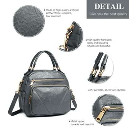 Miss Lulu Handbag for Women Fashion Crossbody Bag Bowler Style Shoulder Bag Top Handle 4 Miss Lulu Handbag for Women Fashion Crossbody Bag Bowler Style Shoulder Bag Top Handle - Image 4
