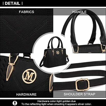 Miss Lulu Handbag for Women, Woven and Chevron Pattern, M Logo on The Front, Top Handle or Shoulder Bag - Image 4