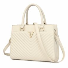 Miss Lulu Handbags for Women, Chic V-Quilted Ladies Top Handle Bags with Golden Hardware, Large PU Leather Tote for Work School Travel