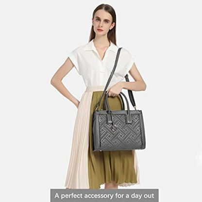 Miss Lulu Handbags for Women,Women Top Handle Bag, Shoulder Handbag for Women, White Striped, with Shoulder Strap - Image 3