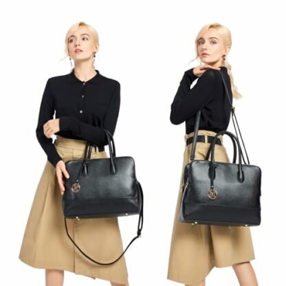 Miss Lulu Laptop Bags for women Tote Bag Ladies Handbag Shoulder Top Handle Bag Faux Leather Grey Navy Black - Image 4