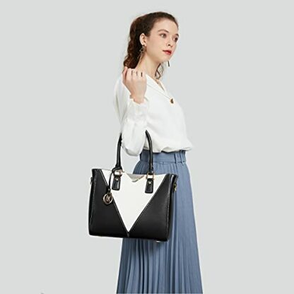 Miss Lulu Leather Look V-Shape Shoulder Handbag Lightweight Medium Tote Bag Handbags for Women - Image 3