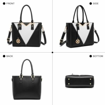 Miss Lulu Leather Look V-Shape Shoulder Handbag Lightweight Medium Tote Bag Handbags for Women - Image 4