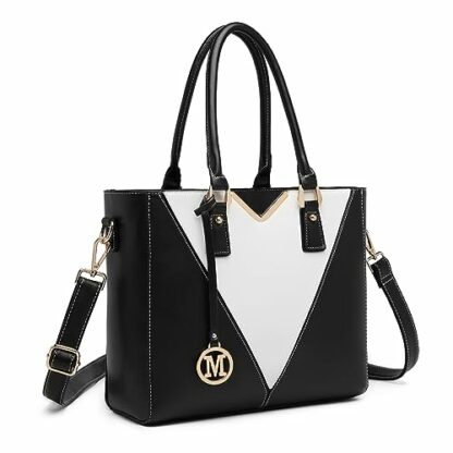 Miss Lulu Leather Look V-Shape Shoulder Handbag Lightweight Medium Tote Bag Handbags for Women - Image 2
