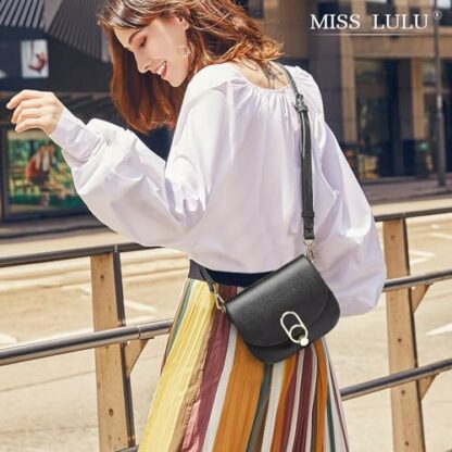 Miss Lulu Women Cross Body Bag Fashion Tassel Decoration Zipper Handbags Flap with Lock Closure Shoulder Bag - Image 3