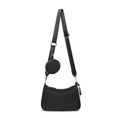 Miss Lulu Women Crossbody Bag Shoulder Bag Small Hobo Bag 2 Picece Set with Coin Bag, Nylon Material, Adjustable and Removable Shoulder Strap, with Key Chain and Doll Buckle